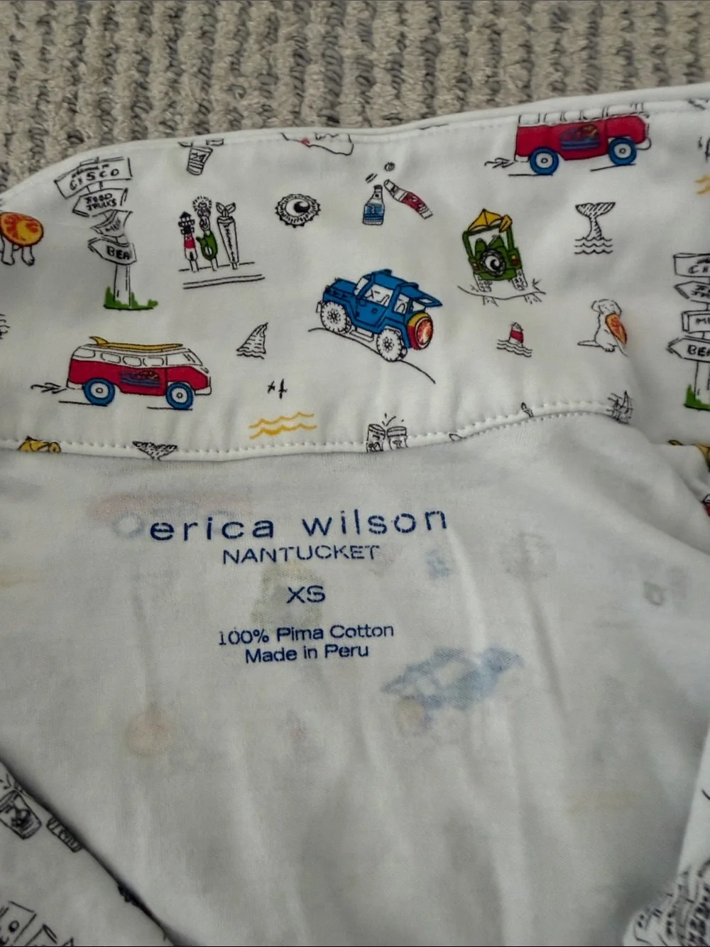 Erica Wilson xs Nantucket  White Printed Short Pajama Set -